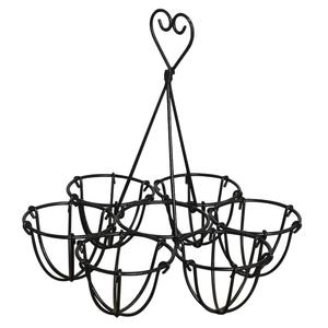 Handcrafted Black Metal <b>Egg</b> Holder <b>Basket</b> Stand with Multiple Compartments and Heart Shape Handle Decorative Kitchen Countertop - Product Image 5