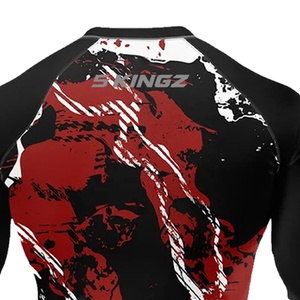 5 Sports Unisexe Adultes MMA Rash Guard Manches Longues Ajusté Anti-humidité Séchage Rapide Respirant 220g Haut d'Arts Martiaux Mixtes Rouge - Product Image 6