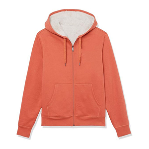 Nouveau sweat-shirt à capuche zippé orange, coupe classique, décontracté, pour l'automne, 100 % coton molletonné tricoté, couleur unie - Product Image 1