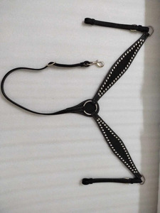 Ensemble de têtière, plastron et collier en cuir noir de qualité supérieure ADEEFA, toutes tailles, équipement équestre de haute qualité, prix de gros - Product Image 4