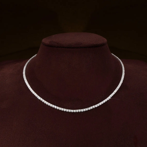 Collier tennis en or massif 14K 18K avec diamants de laboratoire brillants taille ronde en cluster, certifié IGI, bijoux de mariage raffinés, vente en gros - Product Image 6