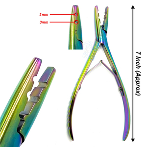 Professional 7 Inch 2-Hole Multifunction Hair <b>Extension</b> Pliers – Rainbow Stainless Steel Tool for Micro Rings Nano <b>Beads</b> - Product Image 1