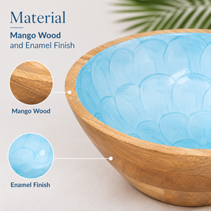 Bol de service en bois de manguier émaillé bleu ciel, fait main, sûr pour les aliments, pour salade, fruits, collations, décoratif, pour la cuisine, la table à manger, cadeau - Product Image 4