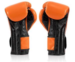 ถุงมือชกมวยไทยหนังแท้สีส้ม/ดำ Fairtex ออกแบบเองได้ คุณภาพสูง ปรับขนาดได้ สำหรับการฝึกซ้อมและการต่อสู้ MMA ระดับมืออาชีพ - Product Image 4