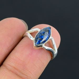 Handcrafted Marquise <b>Lapis</b> <b>Lazuli</b> <b>Ring</b> Modern 925 Sterling Silver Gemstone Jewelry Gift For Women Elegant - Product Image 6