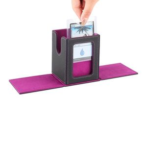 Scatola porta carte collezionabili in pelle da oltre 100 carte con finestra per display Commander, elegante contenitore porta carte - Product Image 1