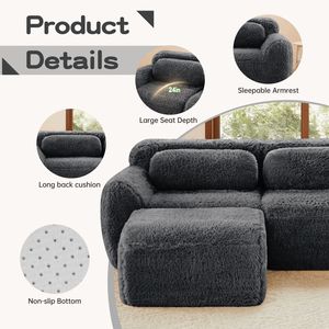 Divano Componibile Ergonomico in Tessuto Morbido e Soffice, Design Modulare a Compressione Totale, per Soggiorno - Product Image 5