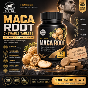 Suplemento de Extracto de Raíz de Maca Halal Elma Food, 60 Tabletas Masticables, Apoyo Energético para Hombres, Metabolismo, Circulación, GMP, HACCP - Product Image 1
