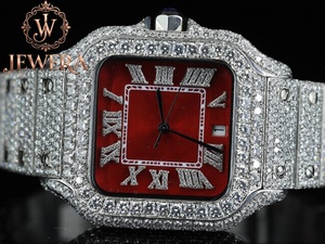 Men's Luxury Stainless Steel Analog Glass Dial Hip Hop Watch Custom Jewelry for Daily Wear Weddings and Special Events - Product Image 2