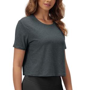 T-shirt court oversize pour femme, manches courtes, coupe décontractée, en coton, idéal pour la gym, personnalisable, fournisseur OEM en gros, vêtements de sport - Product Image 4