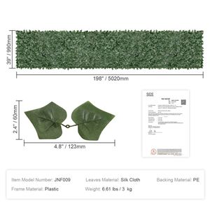 Recinzione per la privacy in bosso artificiale da 2m, 39 x 198 pollici, con schermo a parete verde e supporto in tessuto a rete e giunti rinforzati - Product Image 5