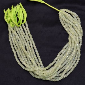 Cuentas facetadas Heishi de Prehnita AAA+ de 4 mm, Prehnita verde natural, piedra semipreciosa, discos, monedas, rondelle, cuentas sueltas para joyería - Product Image 3