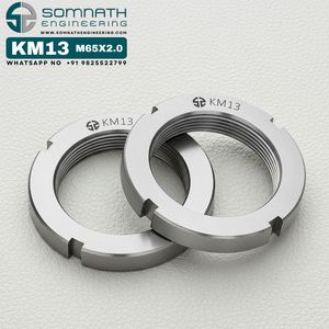 น็อตล็อค KM13 M65X2.0 แบบมือขวา ความแม่นยำสูง สำหรับแกนลูกปืน เมตริก คลาส 4 ผลิตด้วยเครื่อง CNC เพื่อการยึดติดที่มั่นคง - Product Image 1