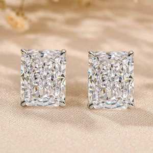 Pendientes Solitarios de Diamante Moissanite de Corte Radiante de 2 Quilates, Plata 925, Joyería Fina para Fiestas, Bodas, Regalo para Enamorados - Product Image 2