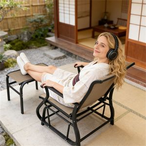 Sedia a dondolo da esterno per cortile e giardino, comoda sedia da esterno - Product Image 2