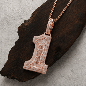 Custom <b>Initial</b> Number 1 Hip Hop Pendant <b>Necklace</b> 925 <b>Silver</b> Iced Out Moissanite Diamond Letter Pendant - Product Image 1