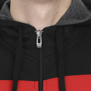 <b>Men's</b> Premium Tri-Tone Streetwear Hoodie | Red Black & Charcoal <b>Quarter</b>-<b>Zip</b> Jacket | Urban Athletic Gym Training Hooded Outfit - Product Image 6