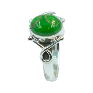 Bague en turquoise verte naturelle, argent sterling 925, bague statement, design artisanal, bague en pierres précieuses, bijoux en turquoise, cadeau - Product Image 1