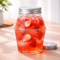 500ml PET HT500-3314 Dubbelwandige Diamantvormige Transparante Lekvrije Schroefdopfles voor Fruitthee, Sauzen, Dressings en Dranken