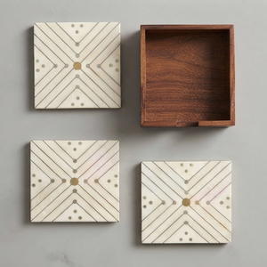 Bone Inlay Square Modern Handmade <b>Coaster</b> <b>Set</b> <b>with</b> <b>Holder</b> From REHMAN CRAFT - Product Image 4