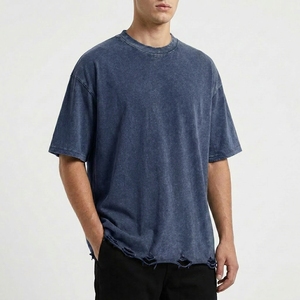Camiseta Premium de Algodón Pesado de 230g, Lavada, con Efecto Desgastado, Oversize, Ecológica, Transpirable, Estilo Urbano, Casual y de Moda - Product Image 2