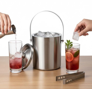 Premium Stainless Steel Ice Bucket with Tong | Double Wall Mirror Finish | Leak Proof | Party Use - Product Image 2