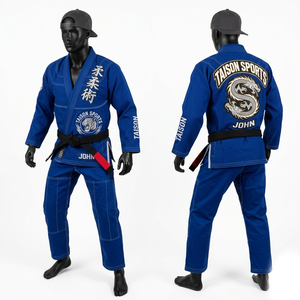 Kimono de Jiu-Jitsu Brasileño (BJJ) Premium de 450 GSM, Tejido Perla, Azul, Costuras Reforzadas, Paneles en Contraste, Parches Bordados Personalizados - Product Image 1