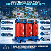 Transformateur de distribution sec triphasé 10/10,5/11 kV 400 V 30 kVA 50/60 Hz avec enroulement cuivre/aluminium Dyn11/Yyn0 personnalisable