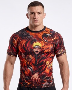 Rashguard de compression en Spandex imprimé sur mesure à manches courtes, sublimation frontale, respirant, pour grappling - Product Image 5