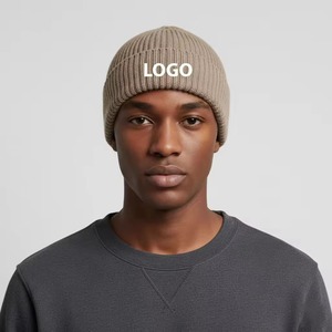 Custom logo Cuff Beanie <b>Hat</b> for Men Women <b>Winter</b> Thick Ribbed Acrylic Fabric Folded Single-cuff Street Wear Outdoor Warm Cap - Product Image 2