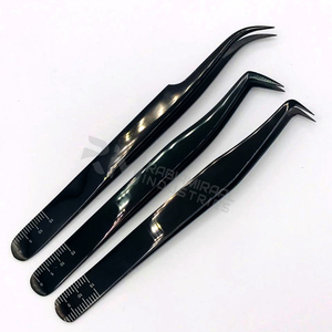 Pince à épiler en acier inoxydable RMI, pointe volumineuse, revêtement plasma noir, pour extensions de cils – Meilleure vente - Product Image 3
