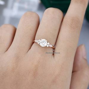 Anillos de Boda Nuevos de Plata de Ley 925 con Corte Redondo, Anillos de Diamantes Moissanite Creados en Laboratorio, Joyería para Mujer, Anillos de Compromiso con Piedras Preciosas de Corte Redondo - Product Image 2