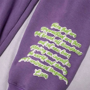 Sudadera con capucha de forro polar grueso con cremallera completa, diseño gráfico personalizado OEM con estampado en relieve y patchwork de estrellas - Product Image 6