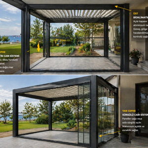 Pergola bioclimatique motorisée, pergola en aluminium avec lames orientables, pergola de terrasse extérieure avec portes coulissantes en verre - Product Image 6