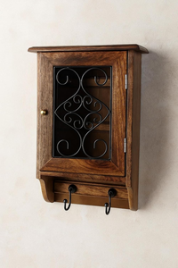 Porte-clés mural en bois avec crochets, organisateur de clés rustique, armoire décorative, porte-clés d'entrée, rangement mural pour la maison - Product Image 3
