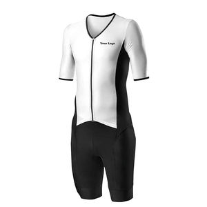 Combinaison de triathlon respirante unisexe grande taille, vêtements de cyclisme personnalisés, maillot à manches courtes et ensemble de shorts à bretelles, uniformes de vélo - Product Image 1