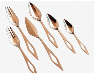 Modern Rose <b>Gold</b> Flatware Set With Mirror Polish Spoon Fork Knife Dishwasher Safe Wedding Dining <b>Utensils</b> - Product Image 1