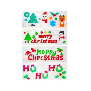 Christmas Window <b>Stickers</b> 12 <b>Sheets</b> with Winter Designs Gel Cling Santa Claus Snowman Snowflakes Reindeer - Product Image 1