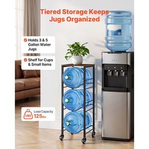 Support métallique robuste à 4 niveaux pour bouteilles d'eau de 3 et 5 gallons – Étagère de rangement - Product Image 2