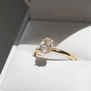 Elegant Oval Cut Moissanite Engagement <b>Ring</b>, 14K Gold Solitaire <b>Ring</b>, Minimalist Wedding <b>Ring</b> for Women, <b>Dainty</b> Promise <b>Ring</b> - Product Image 2