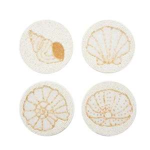 Elegant Bohemian Beaded Fabric Coasters Reusable Coffee Mug/<b>Table</b> Decor for Special Occasions - Product Image 1