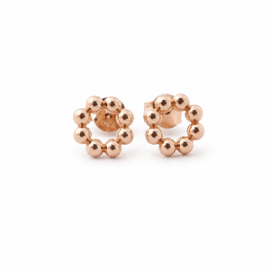 Boucles d'oreilles clous cercle perlé en or rose 18 carats pour femme, finition polie, style minimaliste, pour usage quotidien, bijoux de fête, cadeau - Product Image 2