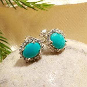 Jewelry For Women <b>Silver</b> Boho Style <b>Stud</b> Earrings Jewelry 925 Sterling <b>Silver</b> Turquoise Gemstone Trending Handmade Earrings - Product Image 1