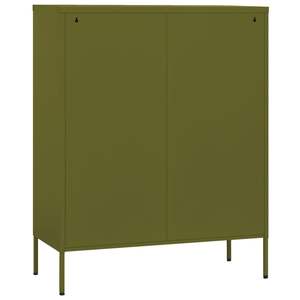 Armoire de rangement en acier vert olive élégante de taille moyenne pour salon - Product Image 5