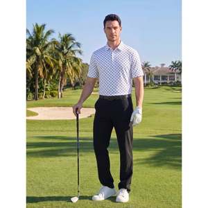 Chemise à manches courtes pour homme, imprimé géométrique blanc, jersey respirant en polyester/coton, style décontracté pour le golf - Product Image 6