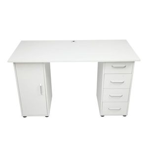 White One-Door Four-Drawers Computer Desk - Product Image 2