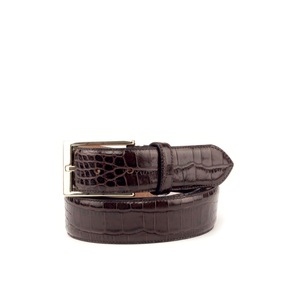 Cinturón clásico de cuero de cocodrilo para atuendos formales de Divine International - Product Image 4