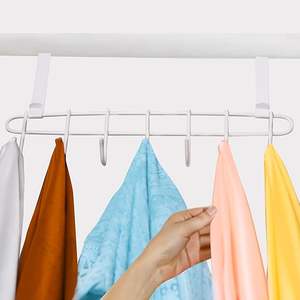 Solitude Heavy Duty Carbon Steel Over Door Hanger for Cloths, Drill Free Door Hanging <b>Hooks</b> for Bathroom, Bedroom, Kitchen | - Product Image 5