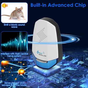 Paquete de 2 repelentes de plagas ultrasónicos para interiores, luz nocturna de 25-65KHz, cubiertas de frecuencia variable, 1200 pies cuadrados, seguro para niños, mascotas para Cocina - Product Image 5