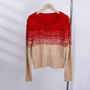 Custom OEM ODM Women's Casual Sweater New Winter Fashion Long Sleeve Knitted Pullovers Striped Tunic Sweaters